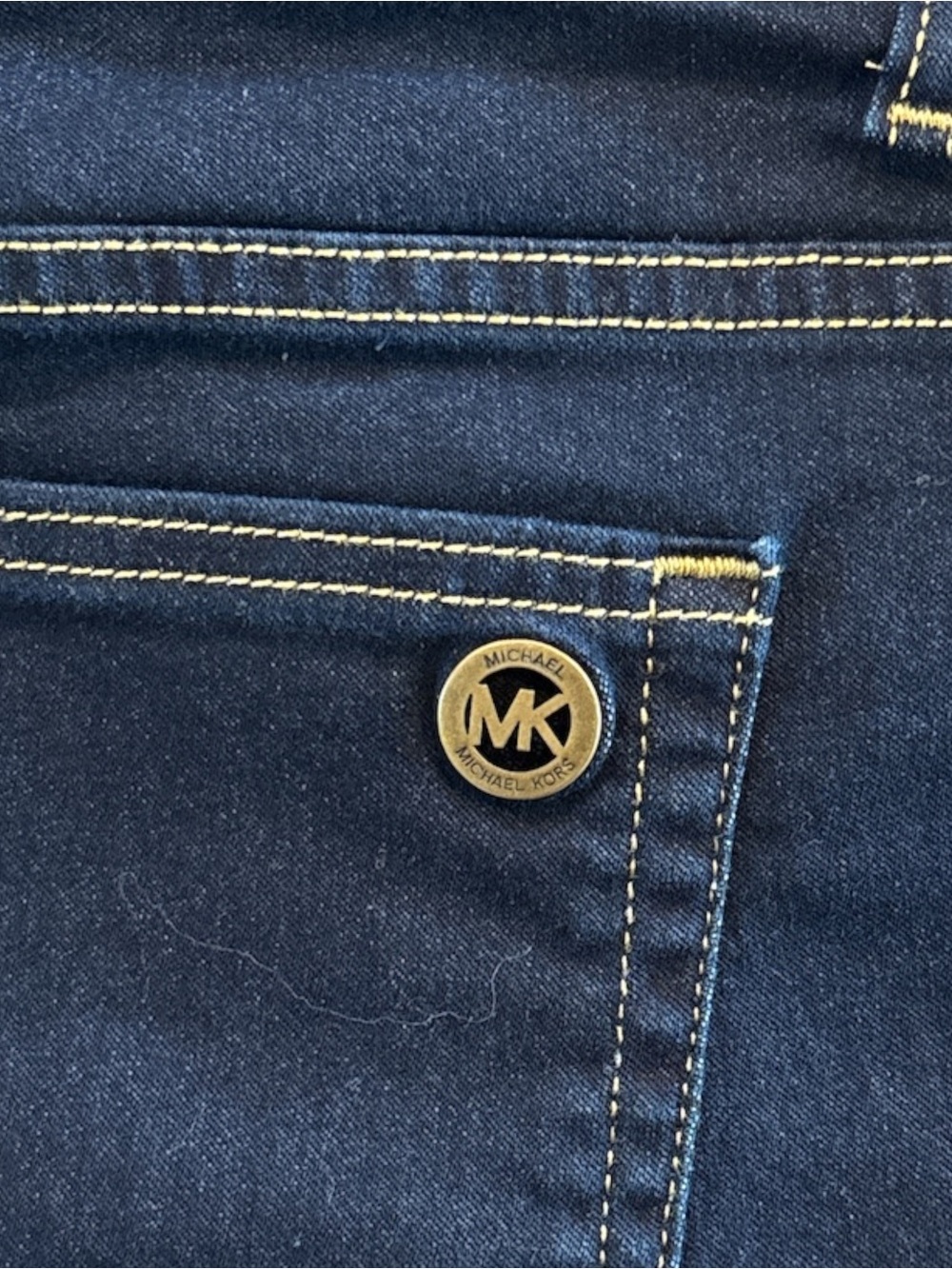Michael Kors Navy Blue Jeans with Yellow Stitching - Picture 5 of 5